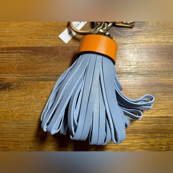 NWT Coach Leather Tassel Key Fob Keyring/ Bag Charm - Picture 6 of 7